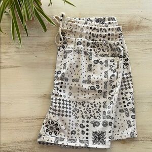 White and Black Bandana Print Pants